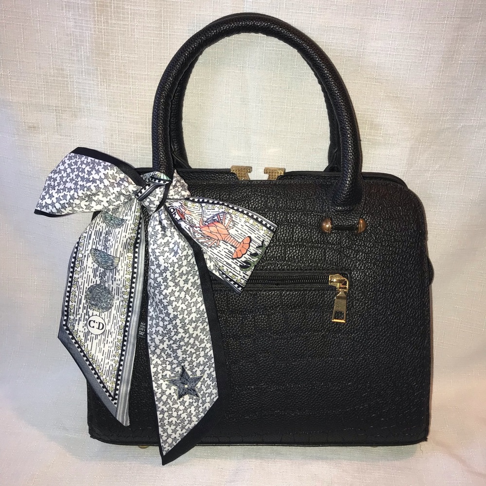 2 in 1 Twilly Purse Starry Night Moon Women Scarf Headband Pink Black White